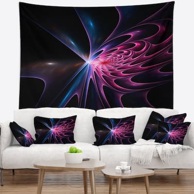 Designart 'Blue Fractal Light Art in Dark' Abstract Wall Tapestry