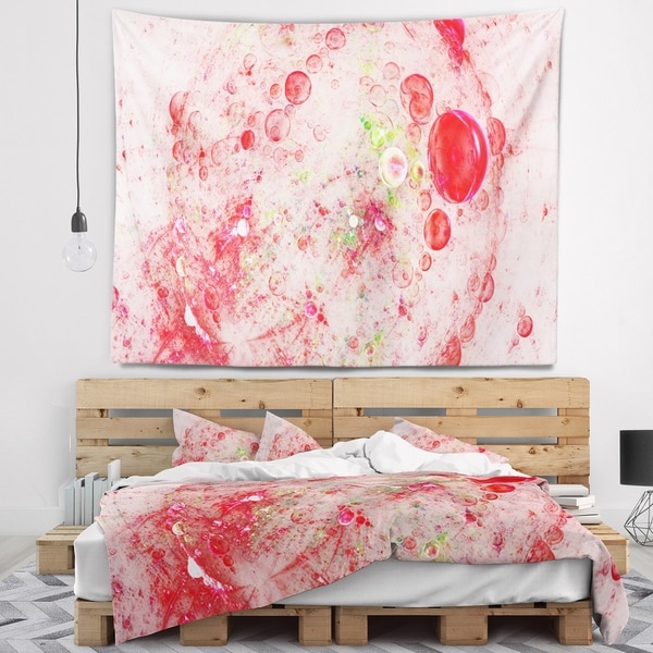 Designart 'Red Fractal Planet of Bubbles' Abstract Wall Tapestry
