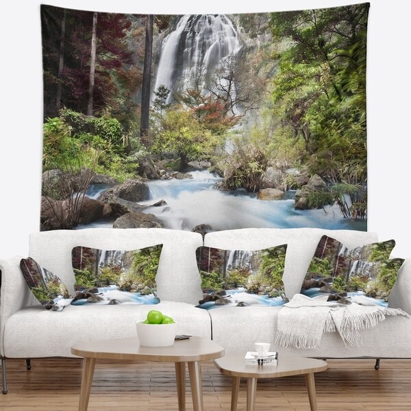 Designart 'Blue Klonglan Waterfall' Photography Wall Tapestry
