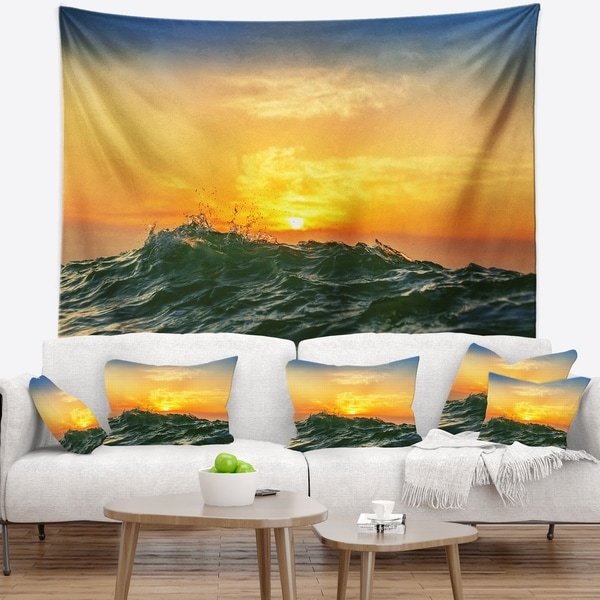 Designart 'Bright Sunlight and Glowing Waves' Beach Photo Wall Tapestry