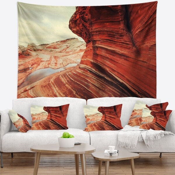 Designart 'Vermillion Cliffs Lake View' Landscape Wall Tapestry