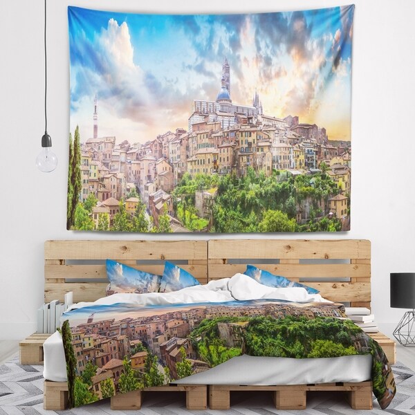 Designart 'Historic City of Siena Panoramic View' Landscape Wall Tapestry