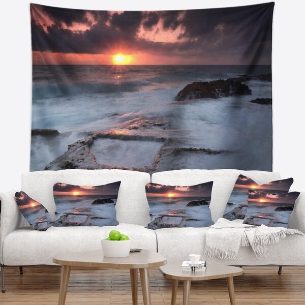 Designart 'Cable Shallow Coast Cascais Portugal' Seashore Wall Tapestry