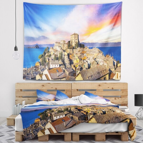 Designart 'Medieval Village Capodimonte' Landscape Photography Wall Tapestry