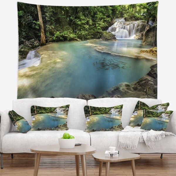 Designart 'Blue Erawan Waterfall' Landscape Photography Wall Tapestry