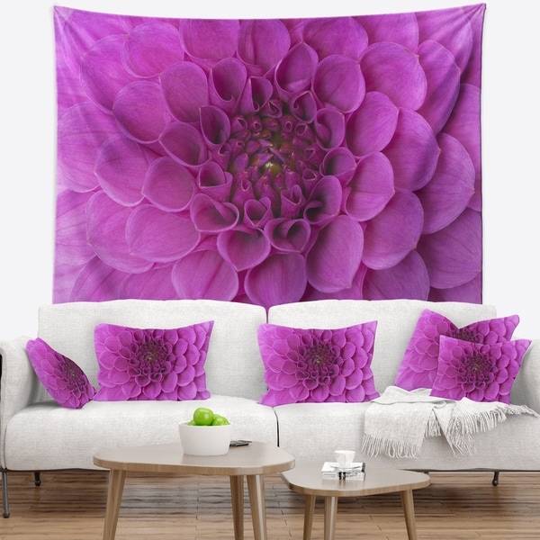 Designart 'Large Purple Flower and Petals' Floral Wall Tapestry