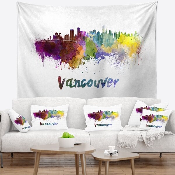 Designart 'Vancouver Skyline' Cityscape Wall Tapestry