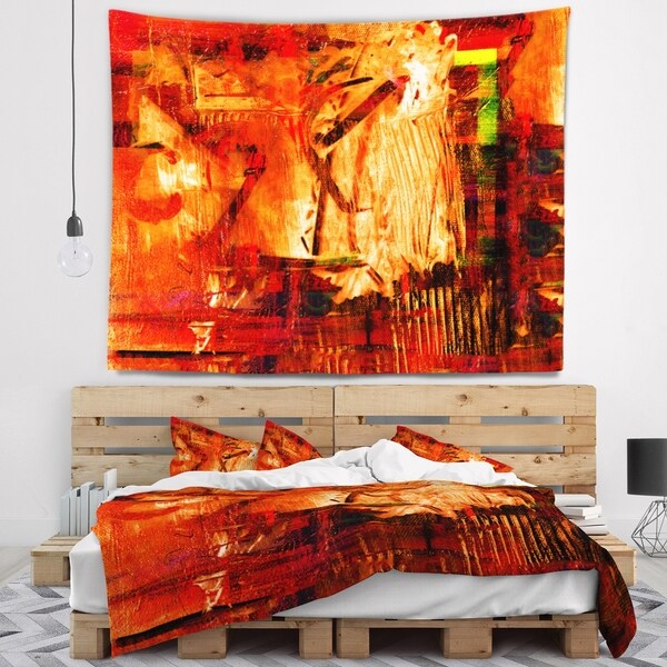 Designart 'Abstract Fire Red' Abstract Wall Tapestry