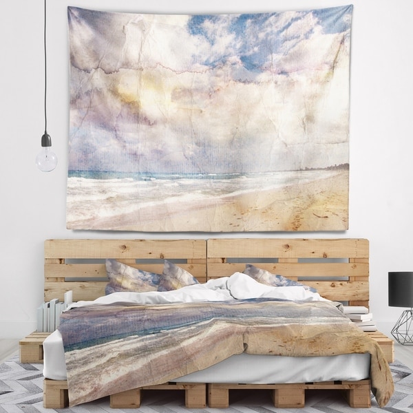 Designart 'Retro Ocean Watercolor' Seascape Painting Wall Tapestry