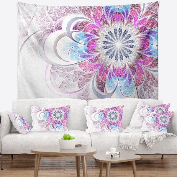 Designart 'Purple and Blue Large Flower Fractal' Floral Wall Tapestry