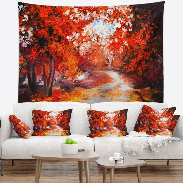 Designart 'Forest in the Fall' Landscape Wall Tapestry