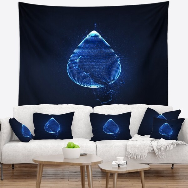 Designart 'Blue Droplet Design' Abstract Wall Tapestry
