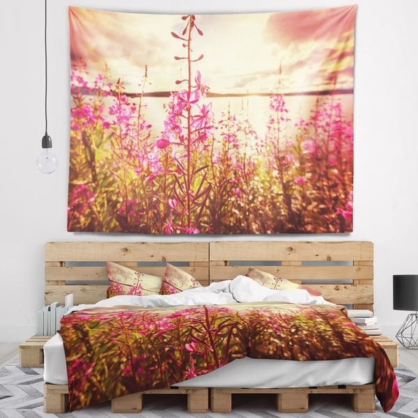 Designart 'Meadow with Purple Flowers Alaska' Floral Wall Tapestry