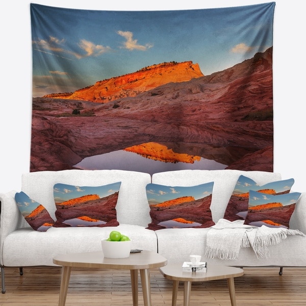 Designart 'Vermillion Cliffs Lake in Morning' Landscape Wall Tapestry