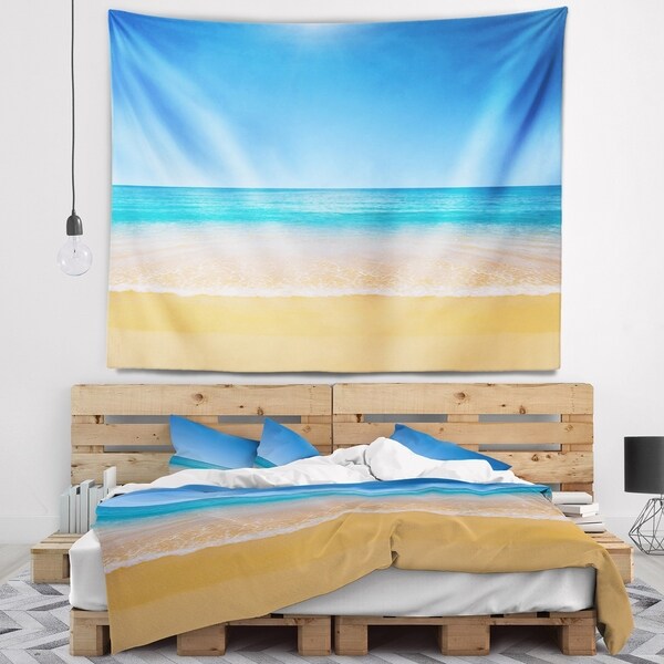 Designart 'Dark View of Tropical Beach' Seashore Photo Wall Tapestry