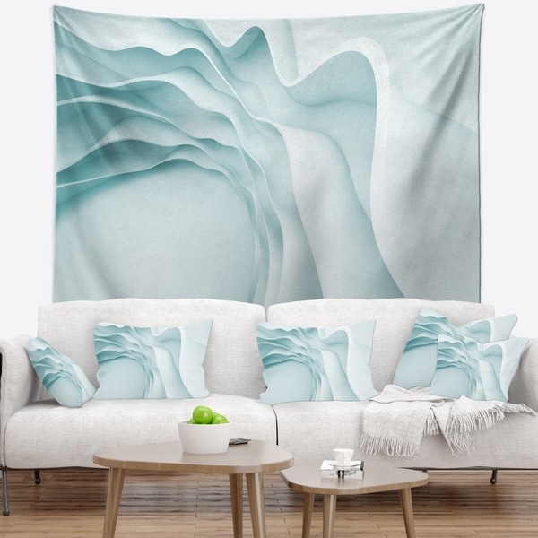 Designart 'Fractal Large Blue 3D Waves' Contemporary Wall Tapestry