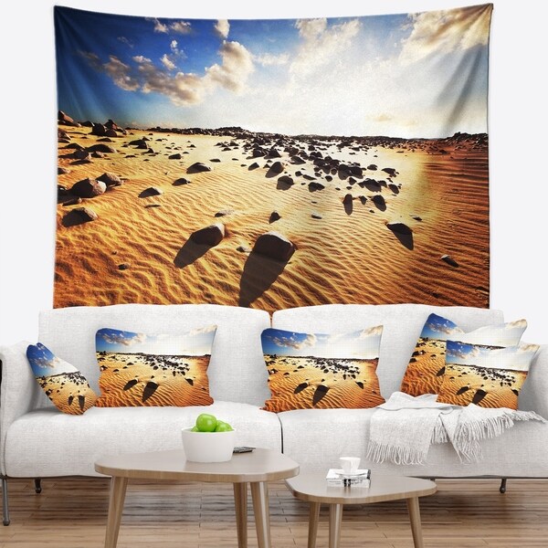 Designart 'Beautiful Rocky Sand Desert' African Landscape Wall Tapestry