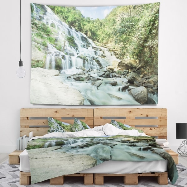 Designart 'Maeyar Waterfall in Rain' Landscape Photography Wall Tapestry