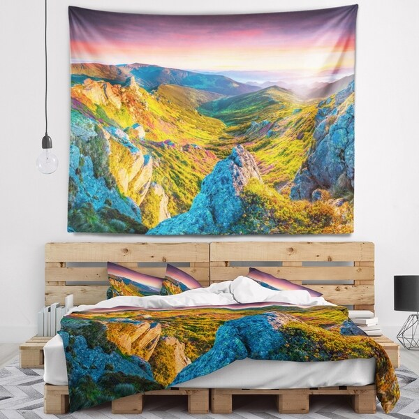 Designart 'Pink Rhododendron Flowers' Landscape Photo Wall Tapestry