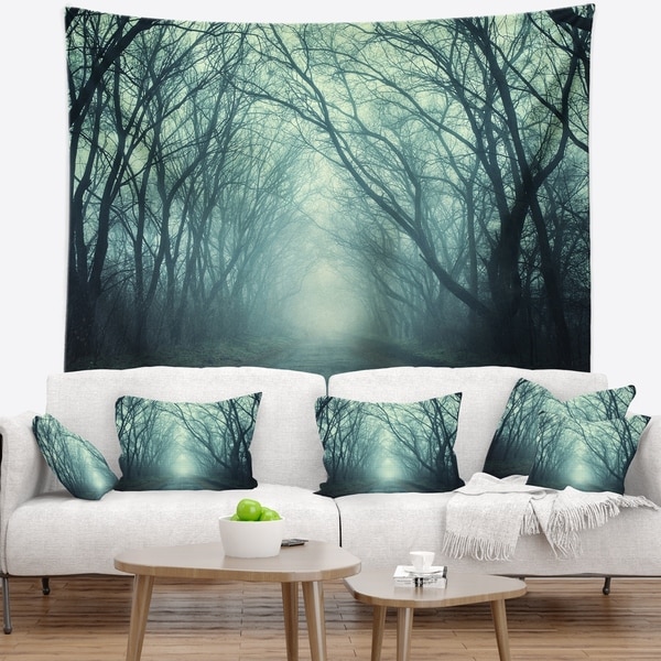 Designart 'Scary Forest with Green Light' Landscape Photography Wall Tapestry