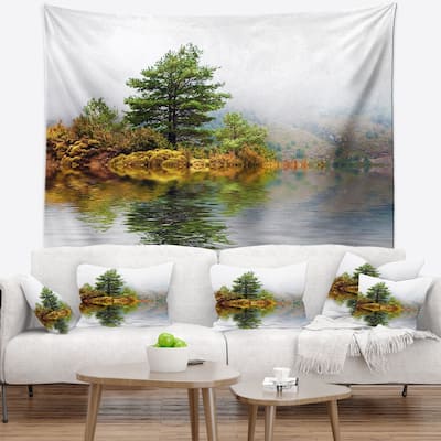 Designart 'Pine Tree with Reflection' Landscape Photography Wall Tapestry