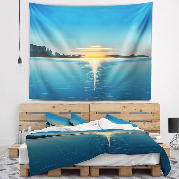 Designart 'Sea Sinking Sun' Seascape Wall Tapestry