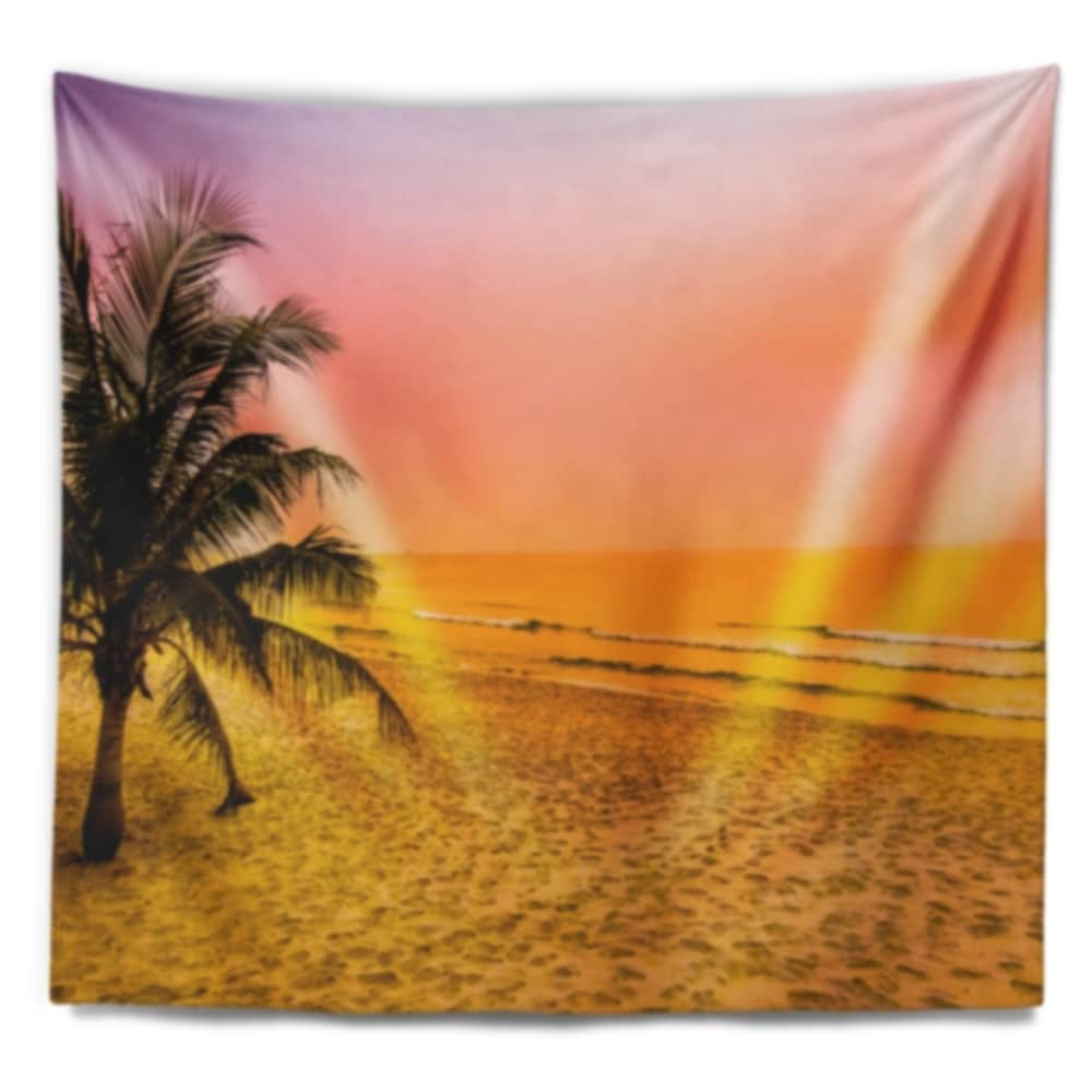 Designart 'Coconut Tree Silhouette' Landscape Photography Wall Tapestry ...