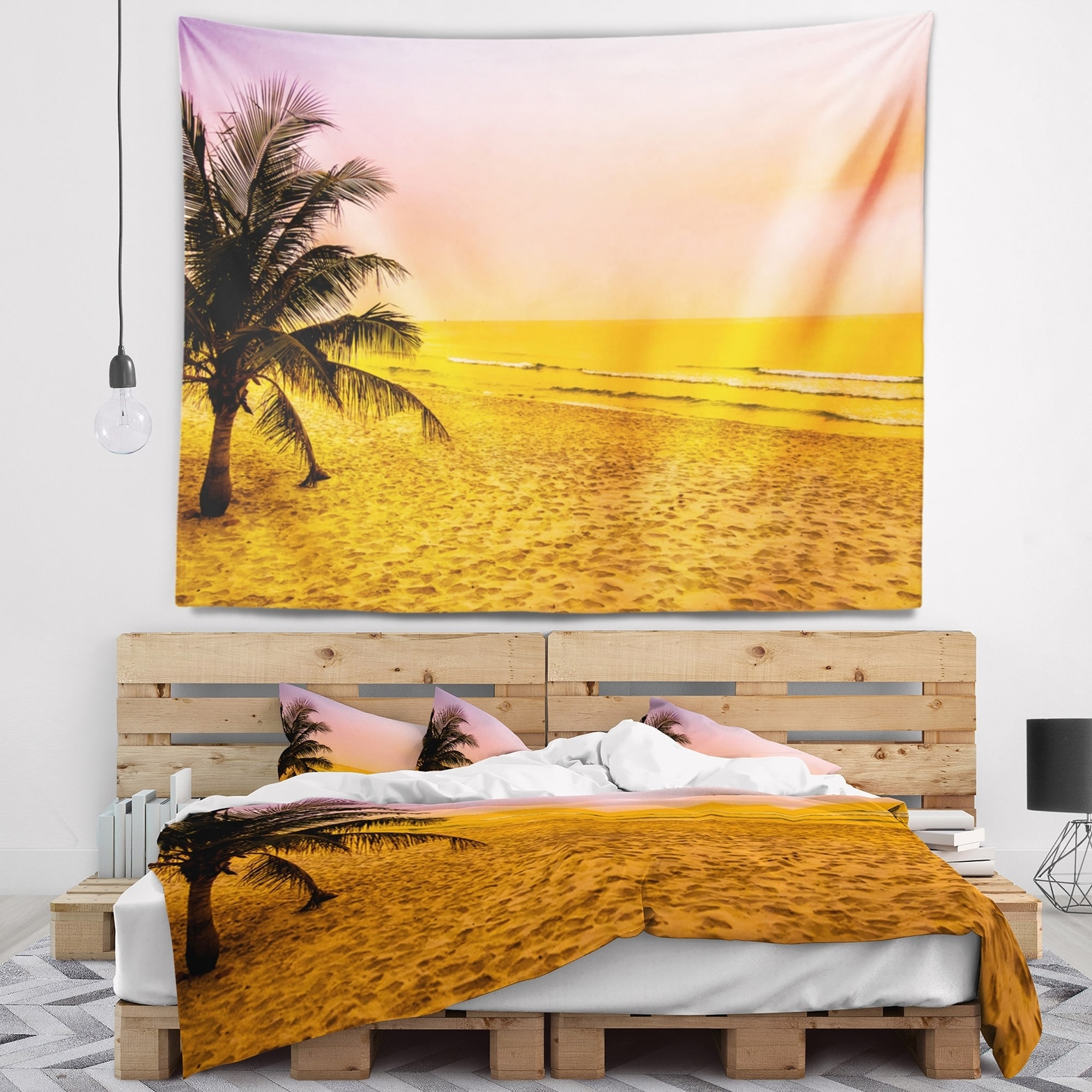 Designart 'Coconut Tree Silhouette' Landscape Photography Wall Tapestry ...