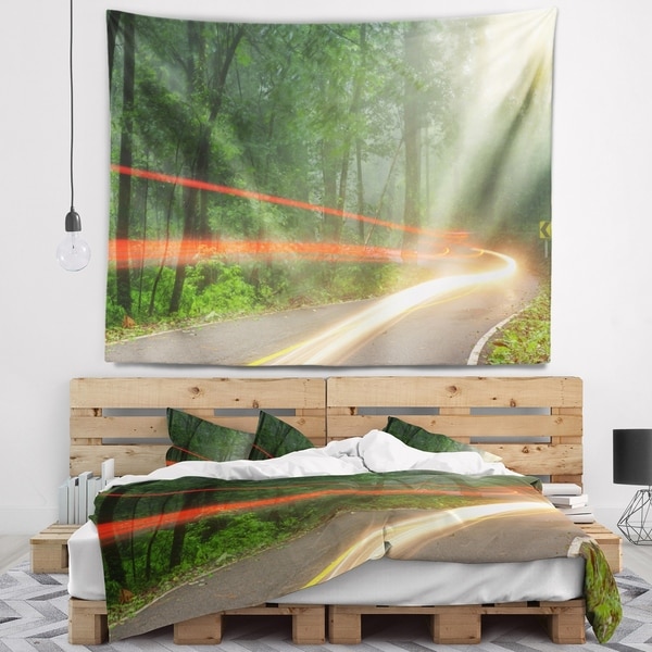 Designart 'Foggy Morning with Sun Rays' Landscape Photo Wall Tapestry