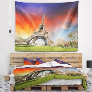 Designart 'Paris Eiffel TowerUnder Colorful Sky' Landscape Photo Wall