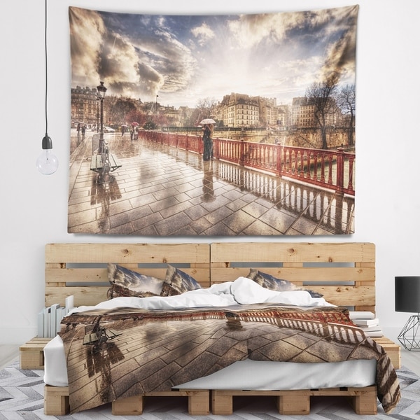 Designart 'Bridge in Rain' Landscape Photo Wall Tapestry