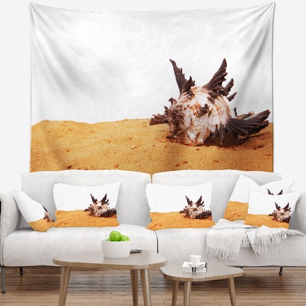 Designart 'Large Sea Shells on Sand' Seascape Wall Tapestry