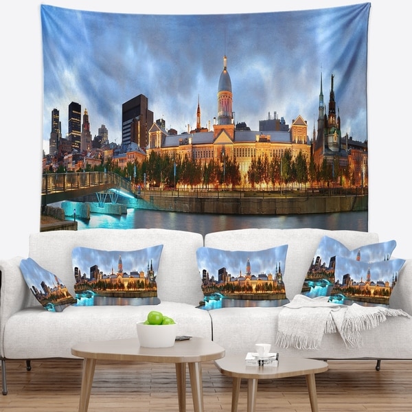 Designart 'Montreal Panoramic View' Cityscape Photo Wall Tapestry