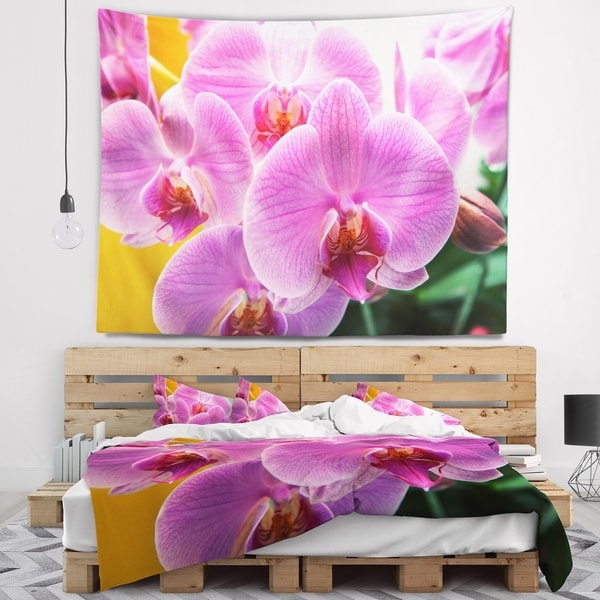 Designart 'Beautiful Purple Orchid Flowers' Flower Wall Tapestry