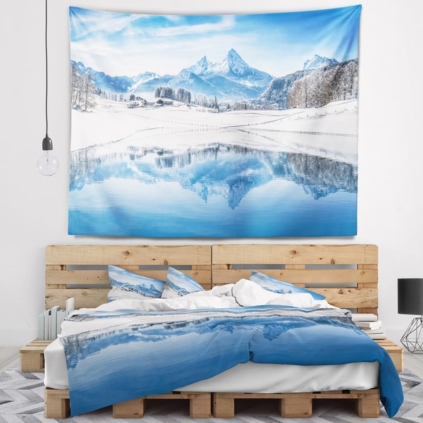 Designart 'Icy Winter Mountain Alps' Landscape Photography Wall Tapestry