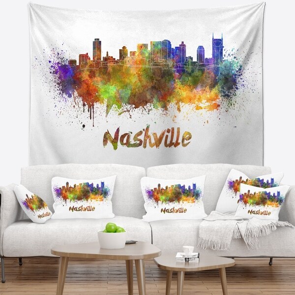 Designart 'Las Vegas Skyline' Cityscape Wall Tapestry