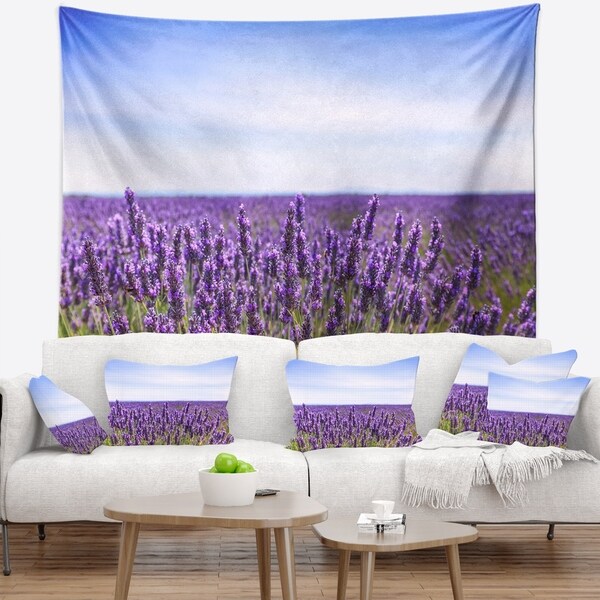 Designart 'Close View of Lavender Flower Field' Landscape Wall Wall Tapestry