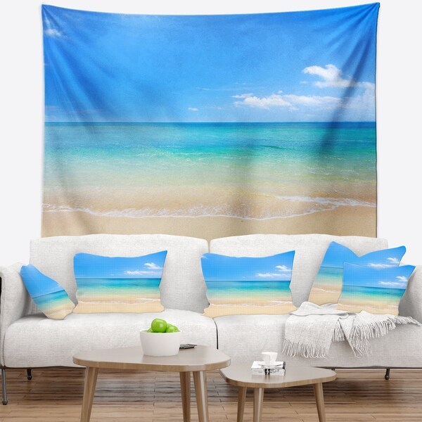 Designart 'Blue Waters Below Blue Sky' Seashore Photo Wall Tapestry