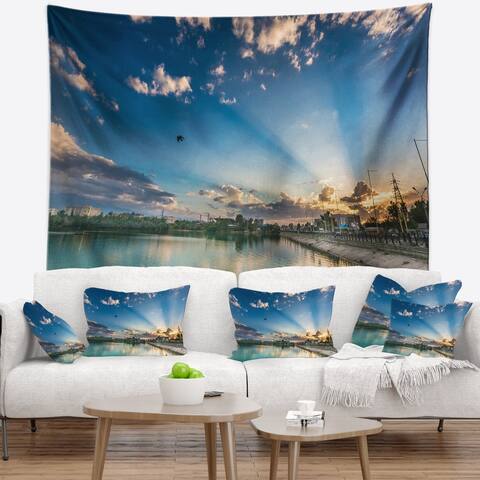 Designart 'Moving Clouds Over Lake' Landscape Photo Wall Tapestry