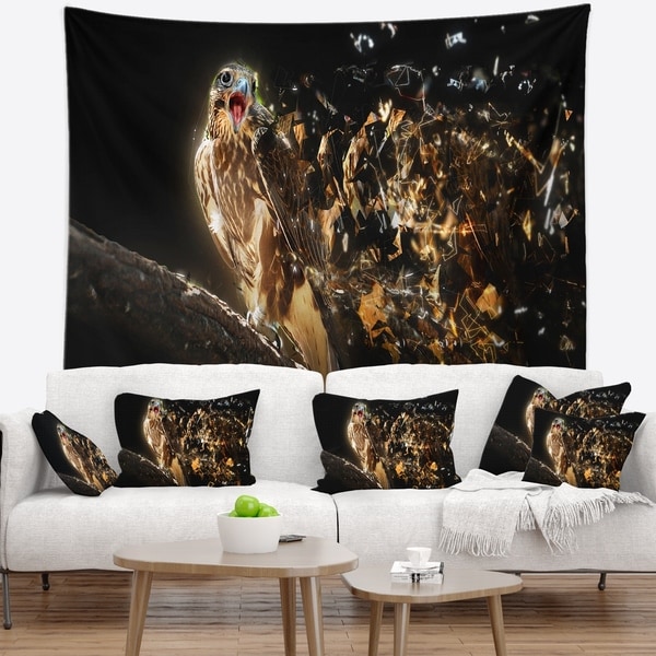 Designart 'Falcon with Open Beak' Animal Wall Tapestry