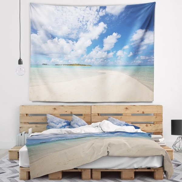 Designart 'Serene Maldives Beach under Clouds' Seascape Wall Tapestry