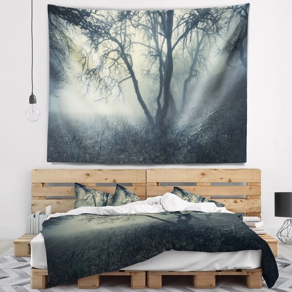 Designart 'Forest with Green Fog in Morning' Landscape Photography Wall Tapestry