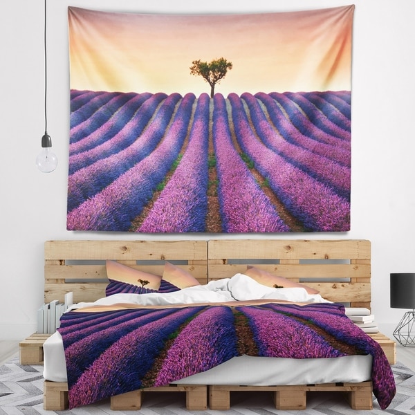 Designart 'Lavender and Lonely Tree Uphill' Landscape Photography Wall Tapestry