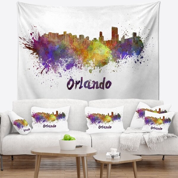 Designart 'Orlando Skyline' Cityscape Wall Tapestry