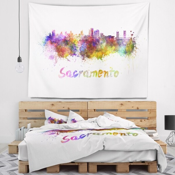 Designart 'Sacramento Skyline' Cityscape Wall Tapestry