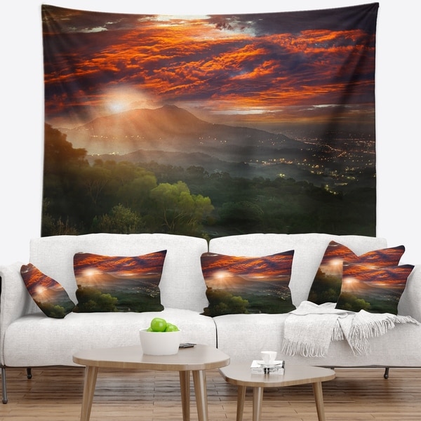 Designart 'Guanyin Mountain Sunrise Taipei' Photography Wall Tapestry