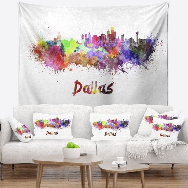 Designart 'Dallas Skyline' Cityscape Wall Tapestry