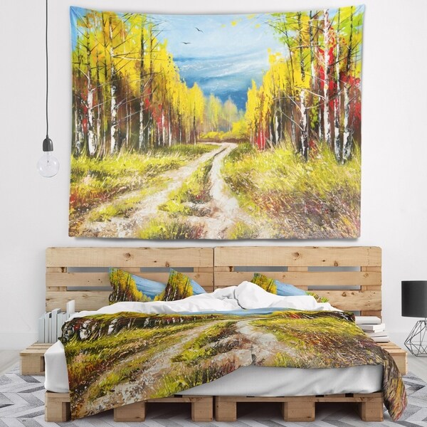 Designart 'Golden Autumn' Landscape Wall Tapestry