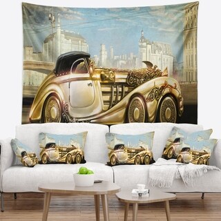 Designart 'Futuristic Gold Machine' Abstract Wall Tapestry - Bed Bath ...