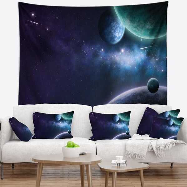 Designart 'Blue and Purple Nebula' Contemporary Wall Tapestry